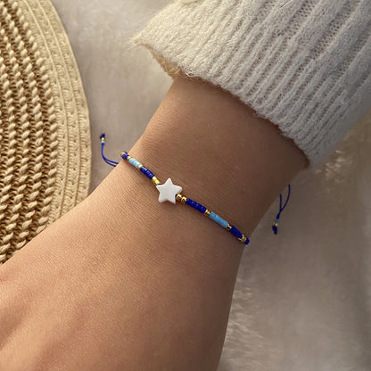 Women Pentagram Star Shell Knitting Bracelets