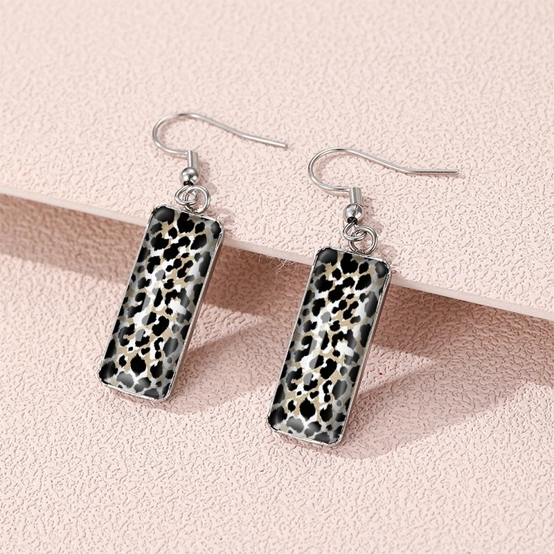 Leopard Earrings Zebra Earrings Dairy Grain Square Earrings Time Gemstone Rectangular Earrings