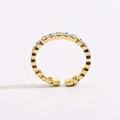 Retro Geometric Eye Copper Zircon Open Ring In Bulk