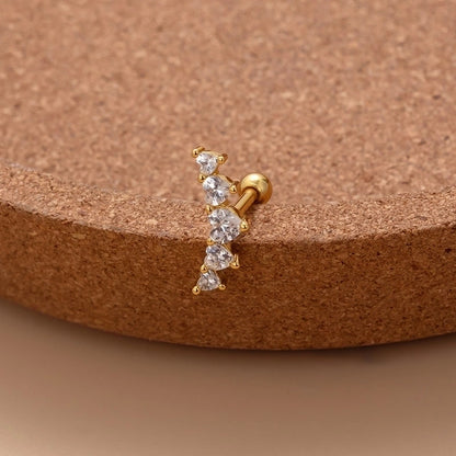 1 Piece Ear Cartilage Rings & Studs Sweet Water Droplets Heart Shape Copper Plating Inlay Zircon