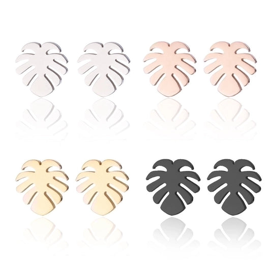 Fashion Palm Tree 304 Stainless Steel No Inlaid 18K Gold Plated Ear Studs