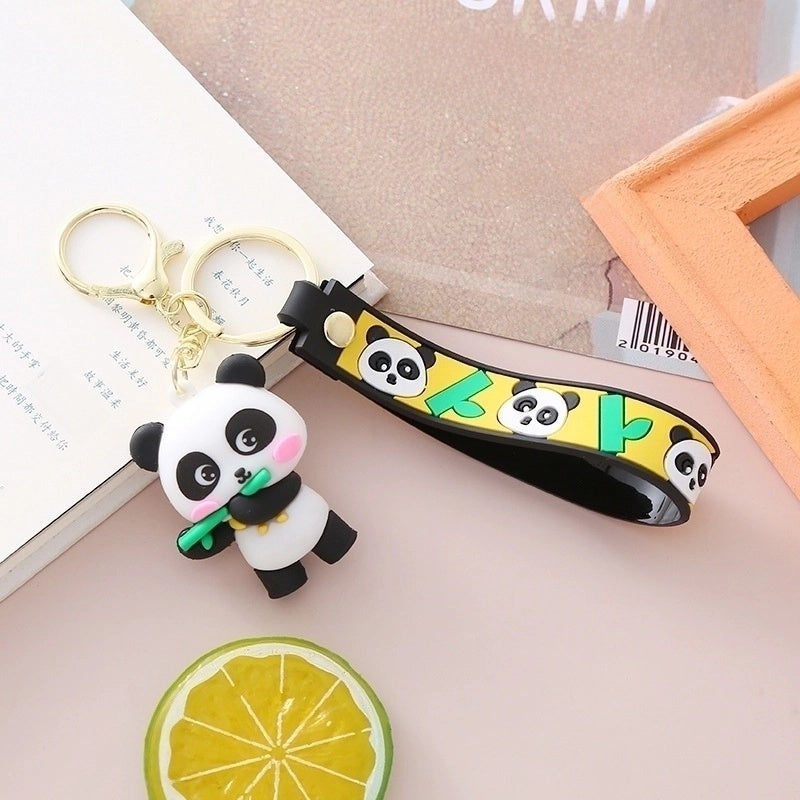 Cute Panda Pvc Metal Unisex Bag Pendant Keychain 1 Piece