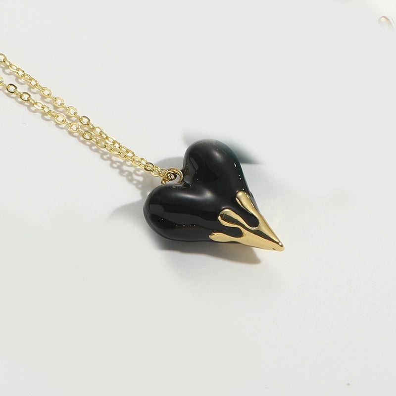 Copper 14K Gold Plated Heart Shape Pendant Necklace