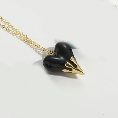 Copper 14K Gold Plated Heart Shape Pendant Necklace