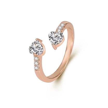 Minimalist Heart Shape Copper Open Ring Plating Zircon Copper Rings