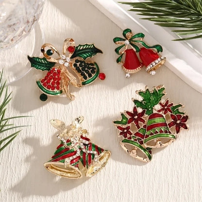 Cute Christmas Pin Bell Alloy Enamel Women's Brooches