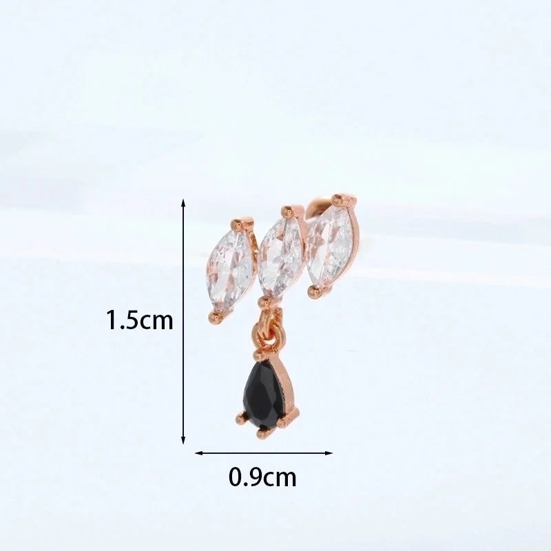Ear Cartilage Rings & Studs Flower 316L Stainless Steel Copper Inlaid Zircon Zircon