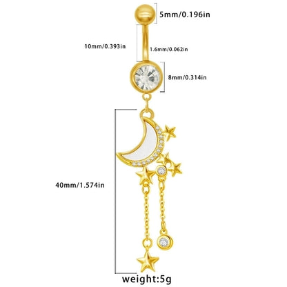 1 Piece Belly Rings Sexy Classic Style Star Heart Shape Butterfly 316L Stainless Steel Alloy Inlay Resin Rhinestones Glass Gold Plated