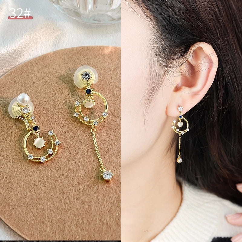 Mosquito Incense Plate Ear Clip Women's Ear Holes Exquisite Pearl Earrings Advanced Hong Kong Style Retro Niche Light Luxury Earrings
