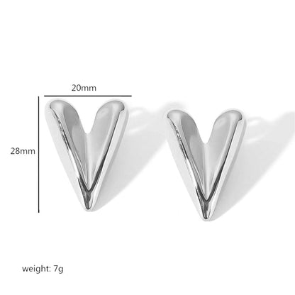 1 Pair Minimalist Quadrilateral Circle Heart Shape Polishing Plating 304 Stainless Steel 18K Gold Plated Ear Studs