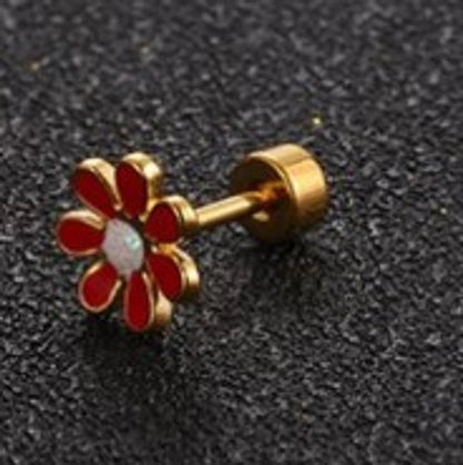Minimalist Flower 304 Stainless Steel No Inlaid Earrings Ear Studs