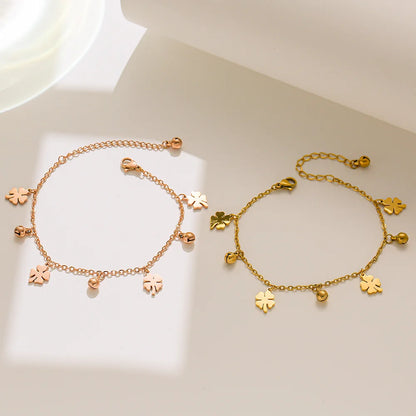 Women Clover Geometric Titanium Steel 18K Gold Plated Bracelets