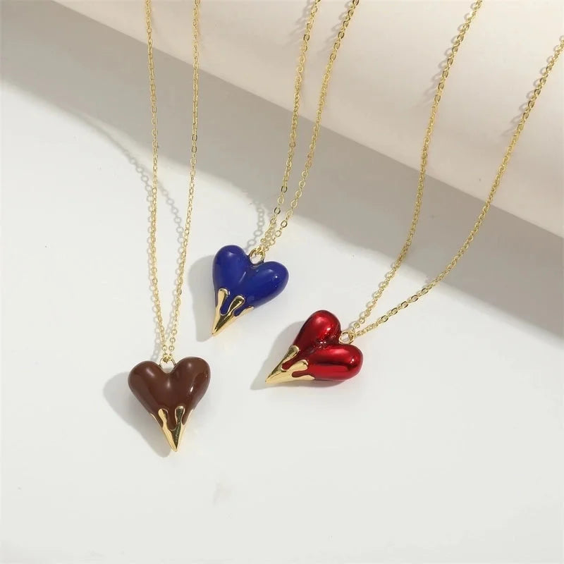 Copper 14K Gold Plated Heart Shape Pendant Necklace