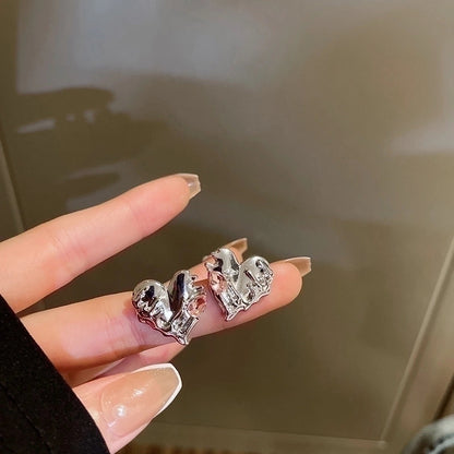 Silver Needle Exaggerated Lovely Earrings Light Luxury High-grade Niche Earrings Fashion Metal Temperament Earrings For Women