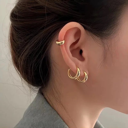 1 Pair Basic O-Shape Round 304 Stainless Steel 18K Gold Plated Earrings