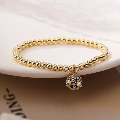 Vintage Style Minimalist Devil's Eye Copper Enamel Plating 18k Gold Plated Bracelets
