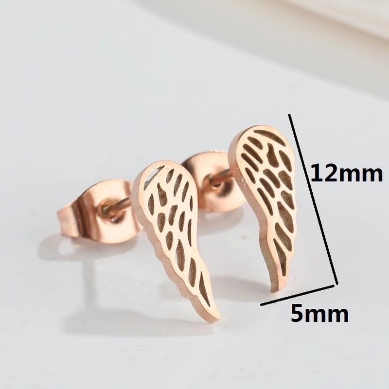 1 Pair Fashion Wings Plating 304 Stainless Steel 18K Gold Plated Ear Studs