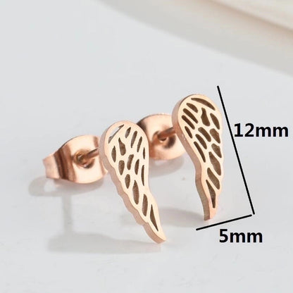 1 Pair Fashion Wings Plating 304 Stainless Steel 18K Gold Plated Ear Studs
