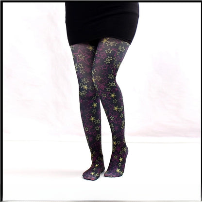 Thin Printed Pantyhose Spring And Autumn Versatile Butterfly Wild Abstract Retro Stockings Women's Socks Anti-snagging