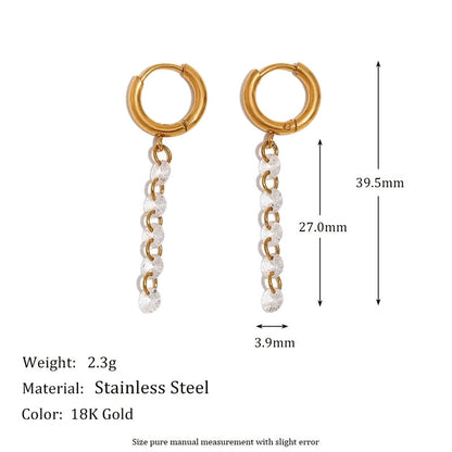 1 Pair Minimalist Geometric 304 Stainless Steel 18K Gold Plated Drop Earrings