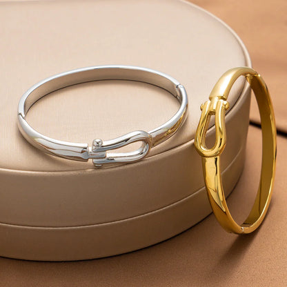 Ellipse Stainless Steel 18K Gold Plated Bangles