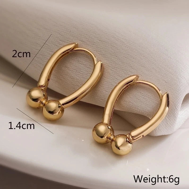 1 Pair Minimalist Commute Geometric Copper 18K Gold Plated Earrings