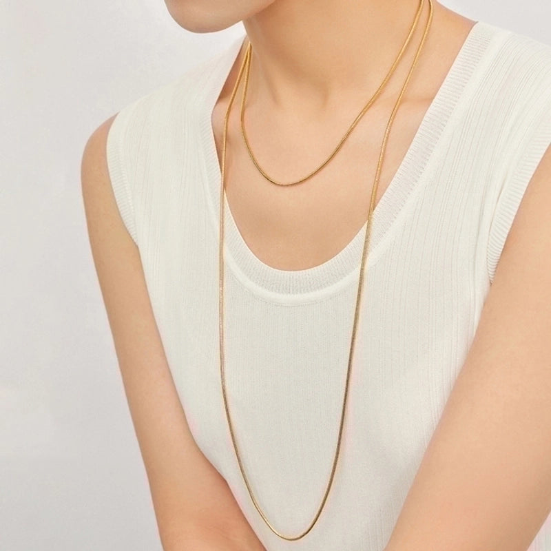 Stainless Steel 18K Gold Plated White Gold Plated Minimalist Plating Solid Color Layered Necklaces