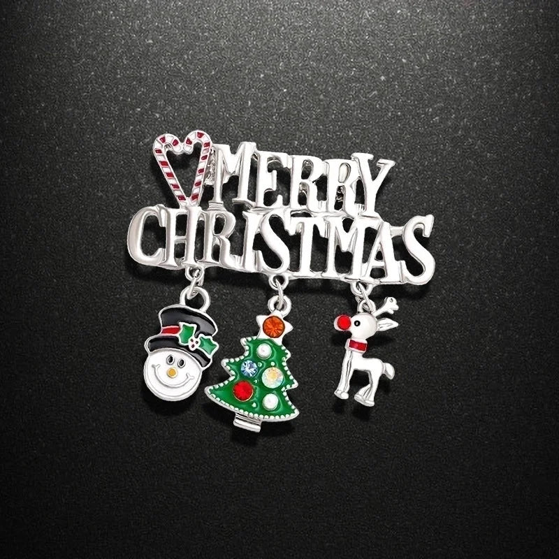 2 Pieces Ethnic Style Pin Christmas Tree Letter Wreath Imitation Pearl Alloy Rhinestone Enamel Unisex Brooches