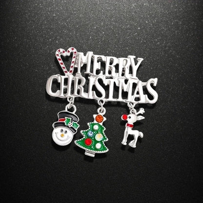 2 Pieces Ethnic Style Pin Christmas Tree Letter Wreath Imitation Pearl Alloy Rhinestone Enamel Unisex Brooches