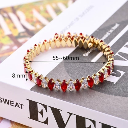 Copper White Gold Plated Gold Plated Multicolor Zircon Bangle