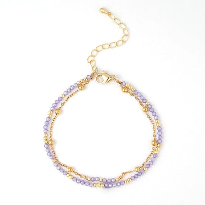 Elegant Geometric 304 Stainless Steel Semi-precious Stone Bracelets In Bulk