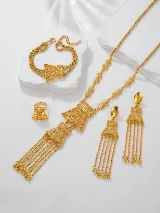 Glam Vintage Style Solid Color Copper Plating Hollow Out Inlay Zircon 18k Gold Plated Bracelets Earrings Necklace