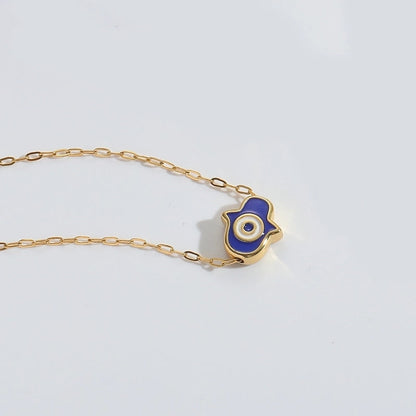 Copper 14K Gold Plated Enamel Pendant Necklace