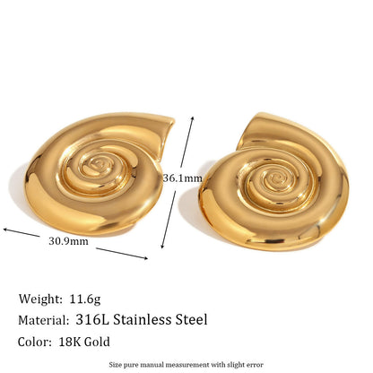 Fashion Heart Double Circle Droplet Geometric Stainless Steel 18K Gold Plated Earrings