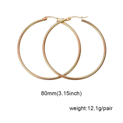 1 Pair Fashion Solid Color Stainless Steel Hoop Earrings