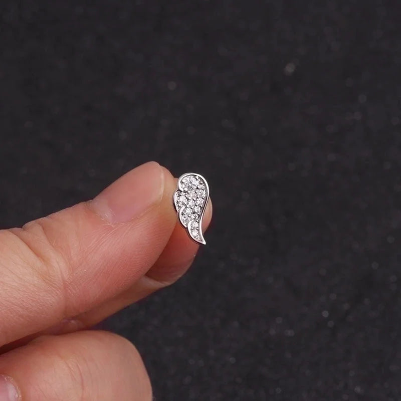 Zircon Screw Ear Stainless Steel Earrings