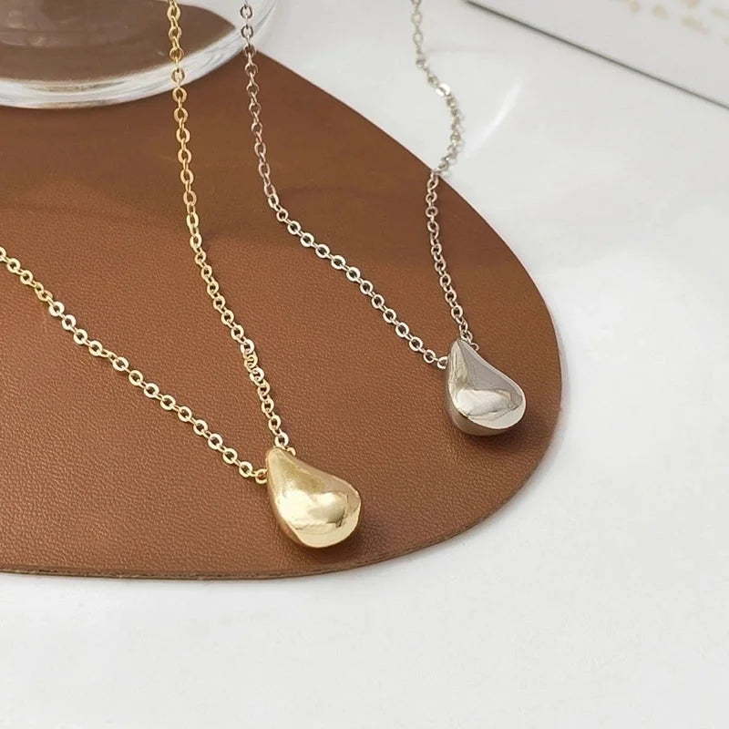 Stainless Steel 18K Gold Plated Minimalist Water Droplets Necklace