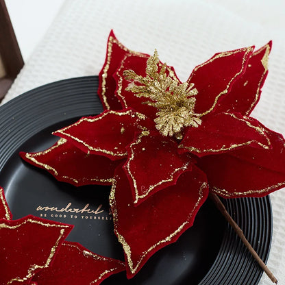 30cm Velvet Red Christmas Flower National Day Decoration Accessories Hanging Diy Vase Arrangement Props