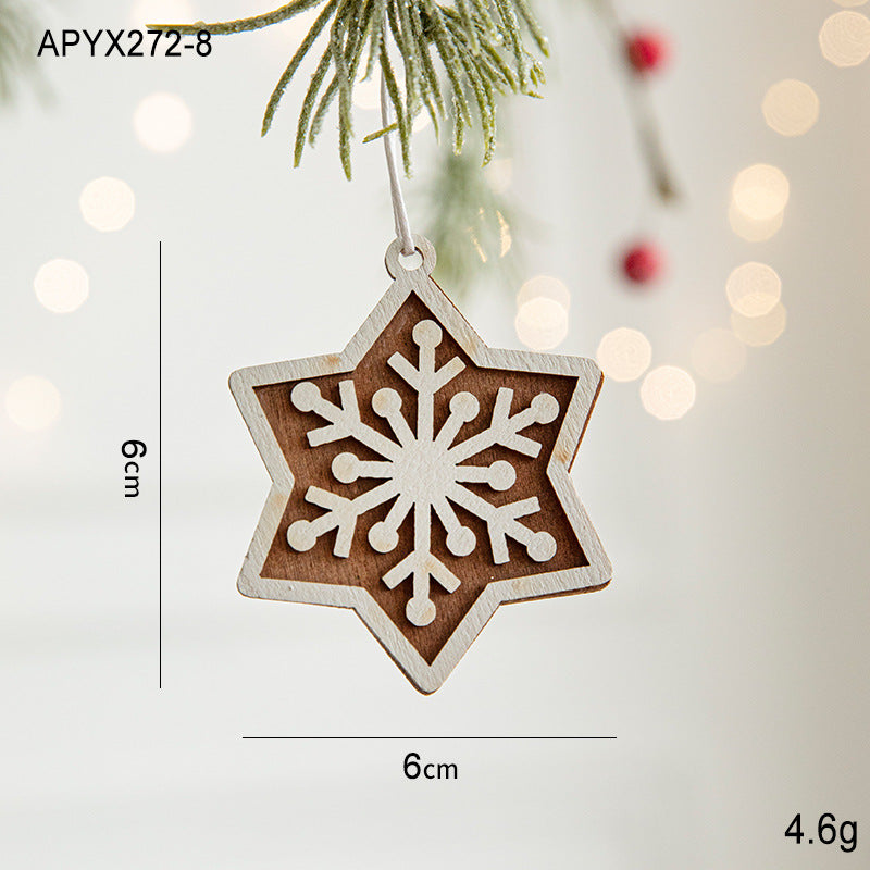 Christmas Ornaments Nordic Carved Cabin Hanging Decoration Christmas Tree Snowflake Diy Window Display Christmas Decoration