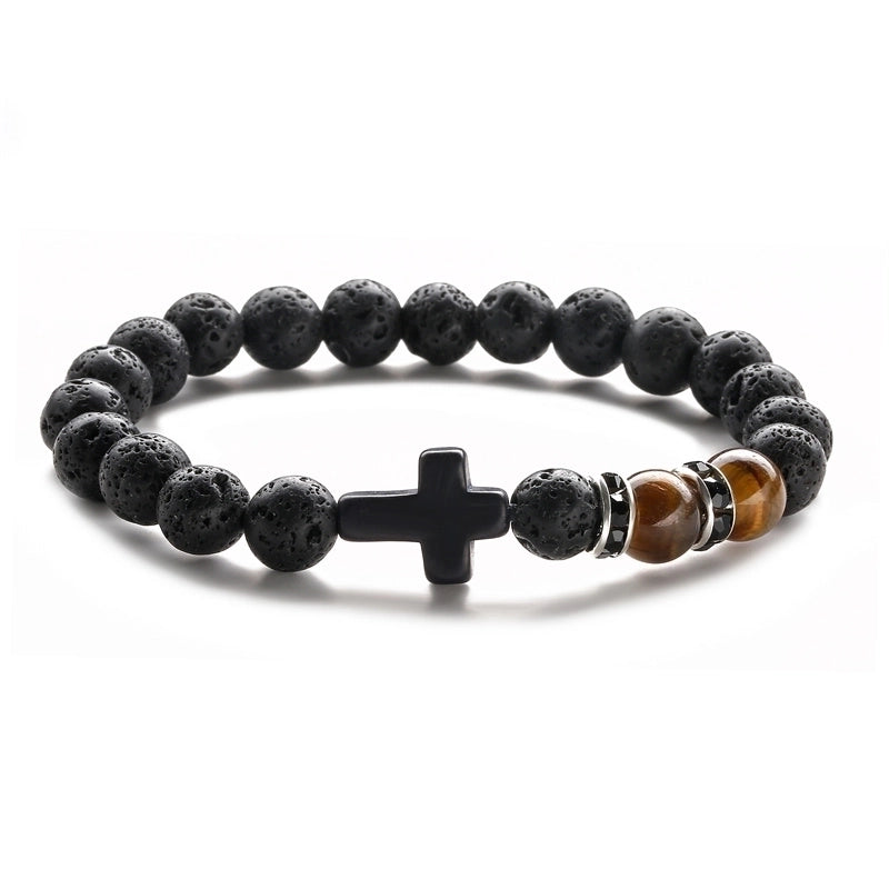 Ethnic Style Cross Natural Stone Beaded Bracelets