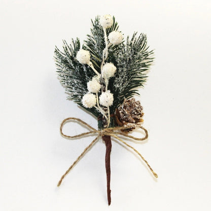 Cross-Border Christmas Accessories Pine Needle Pine Cone Simulation Berries Christmas Decoration Snowflake Hemp Rope Red Berry Bouquet