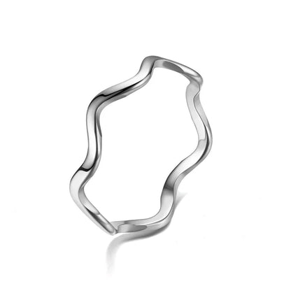 Minimalist Waves Stainless Steel Plating Rings