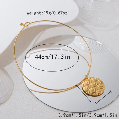 IG Style Casual Vacation Round Vortex Flower 304 Stainless Steel 14K Gold Plated Hollow Out Choker