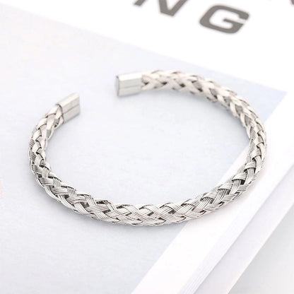 Minimalist Solid Color 304 Stainless Steel 18K Gold Plated Bangle In Bulk