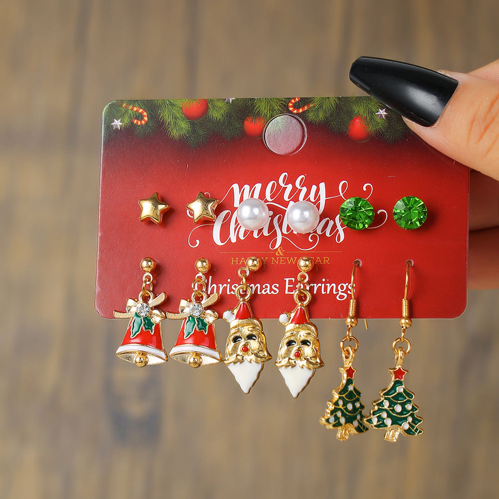2 Pieces 1 Set Fashion Christmas Tree Santa Claus Christmas Socks Enamel Alloy Drop Earrings