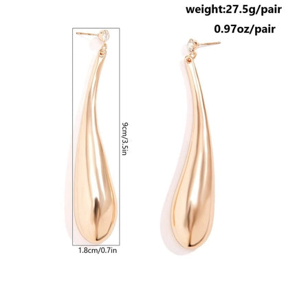 1 Pair Minimalist Oversized Geometric Copper 18k Gold Plated Drop Earrings