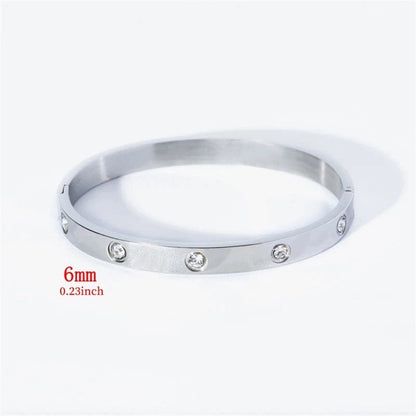 Casual Minimalist Streetwear Geometric 304 Stainless Steel Zircon Bangle In Bulk