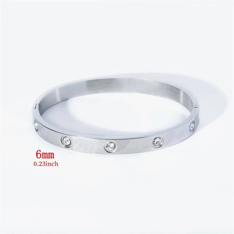 Casual Minimalist Streetwear Geometric 304 Stainless Steel Zircon Bangle In Bulk