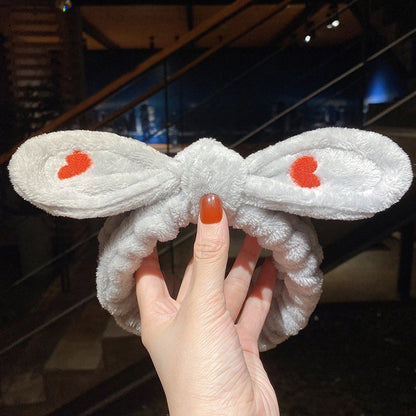 Cat Ears Hair Band Hair Band Korean Plush Internet Celebrity Rabbit Ear Hair Accessories Bow Face Wash Hair Band