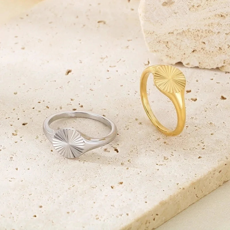Basic Minimalist Classic Style Geometric 304 Stainless Steel 18K Gold Plated Rings